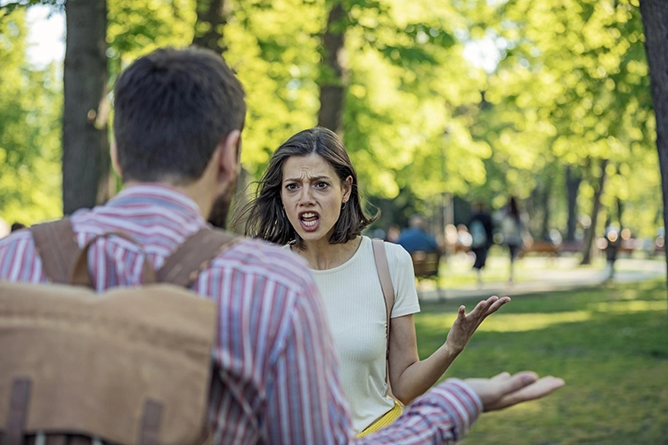 The couple is arguing about something