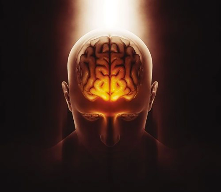 A light shines on the thief, showing the brain.